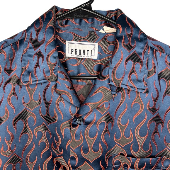 Pronti VTG Metallic Flame Short Sleeve Button up M - Picture 7 of 7